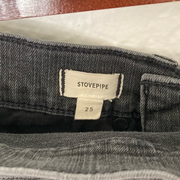 Madewell Stovepipe Distressed Mid Rise Gray Jeans, Size 25 - Picture 5 of 5